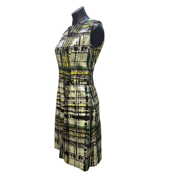 Carolina Herrera Mint Abstract Print Dress w/Yellow & Green Accents Size 8 - Picture 5 of 10